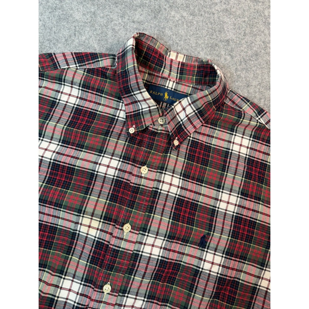 Ralph Lauren Mens XL Plaid Button Down Shirt Red Green White Long‎ Sleeve